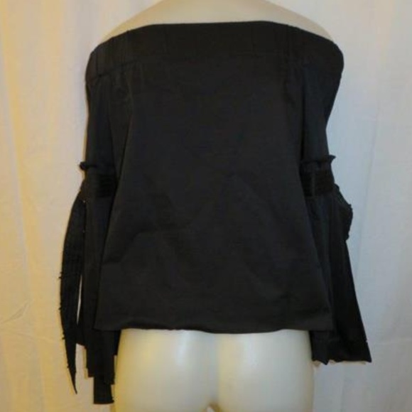 BLOOMINGDALE'S BLACK OFF-THE-SHOULDER BLOUSE SMALL - Picture 5 of 5